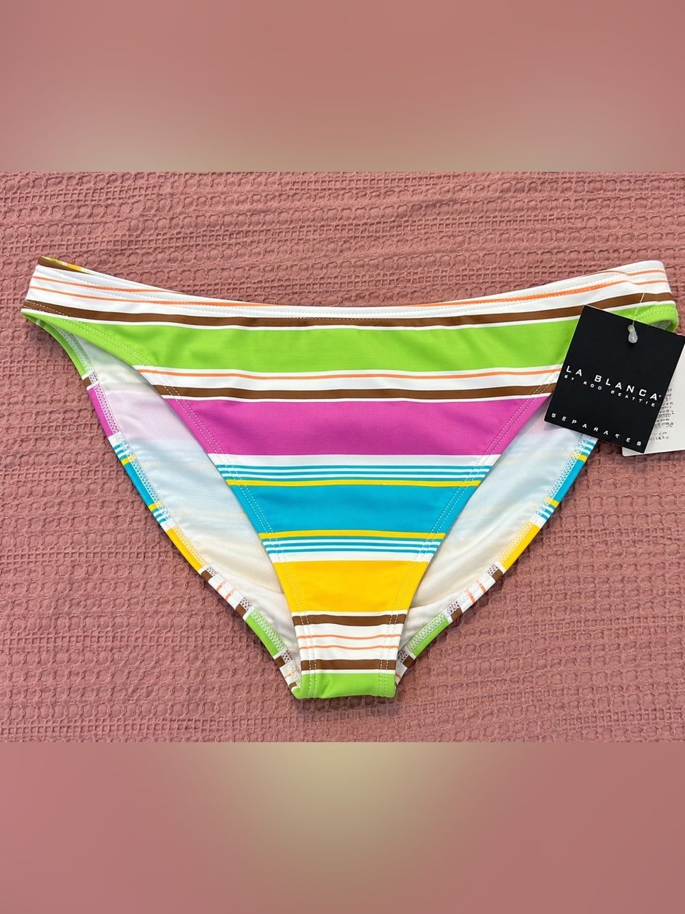 NWT La Blanca Bikini Bottoms Size 14 Multicolor Striped Swim Bottom Swimwear